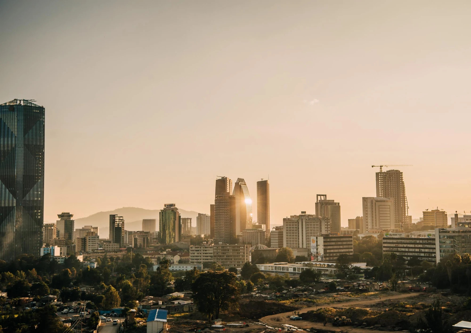 View across Addis Ababa at sunset